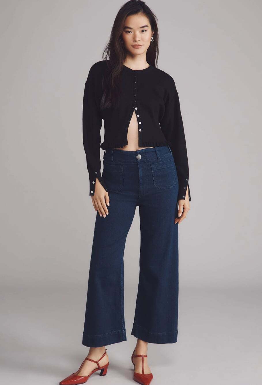 Anthropologie NWT Maeve The Colette High Waisted Denim Cropped Jeans Dark 31P